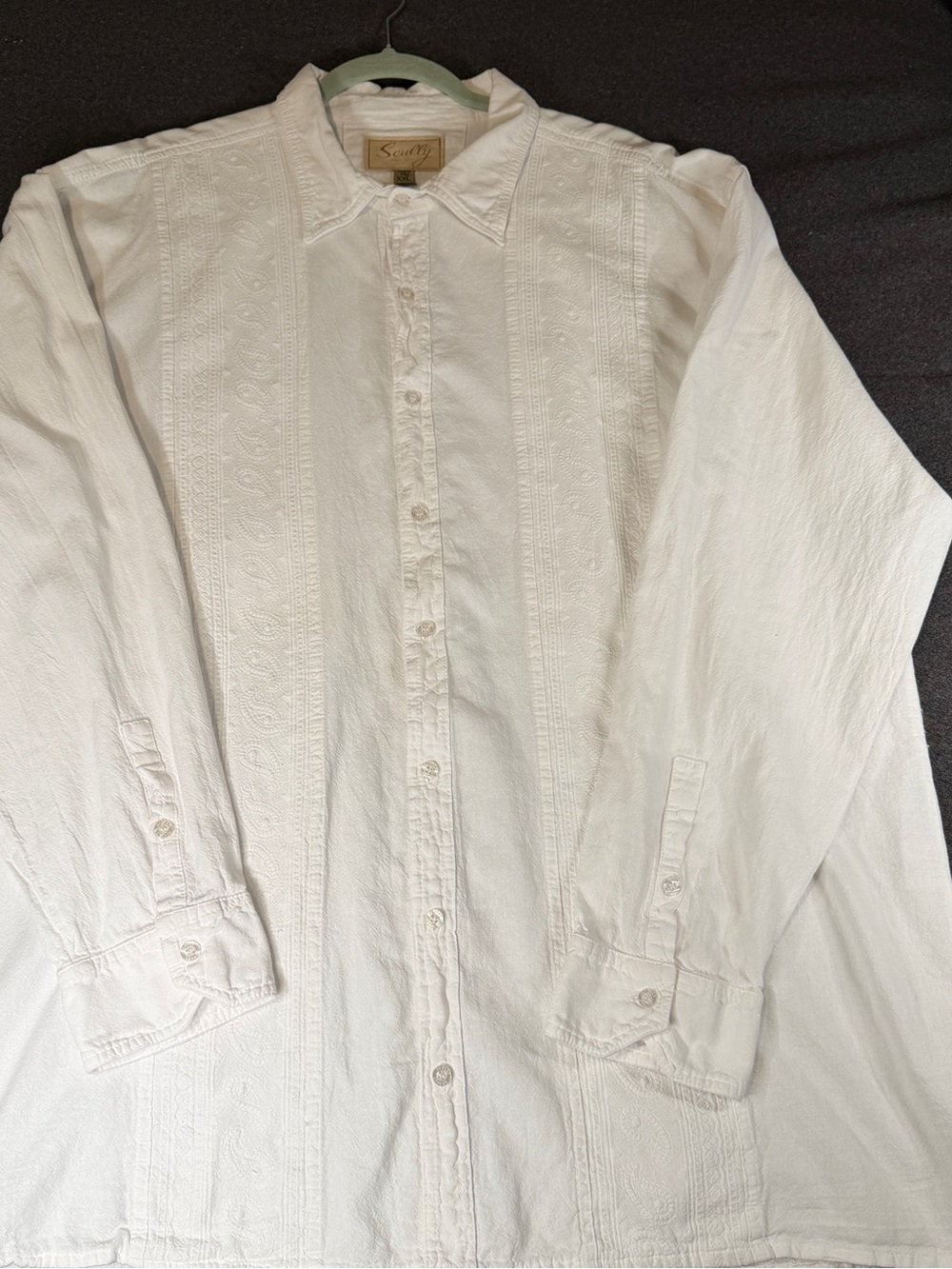 Scully White Embroidered Long-Sleeve Button-Down Shirt